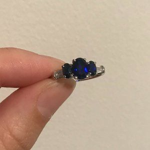 sterling silver blue stone ring